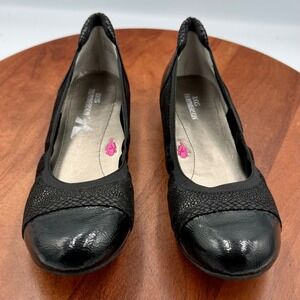 Ros Hommerson Ronnie Black Pebble Patent Ballet Flats Glam Womens 8M 62029-16